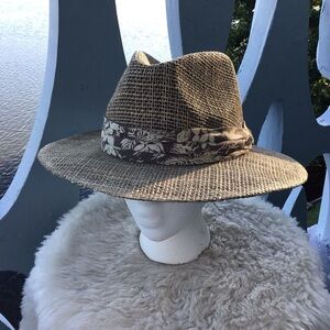 Original Panama Jack Sea Grass Marina Fedora 3-Pleat Ribbon Sun Hat